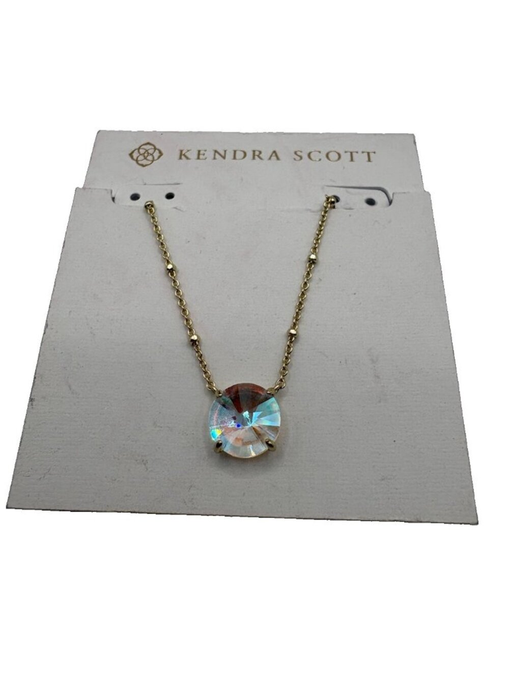 Kendra Scott Jolie Short Pendant Necklace Gold Tone Dichroic Glass Multicolor
